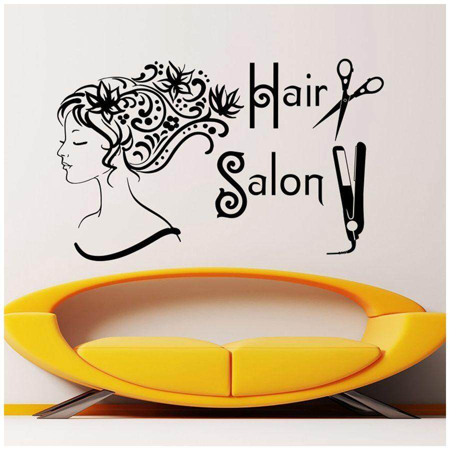 Wall Decals Beauty Salon Hair Salon Fashion Girl Woman Haircut Scissors