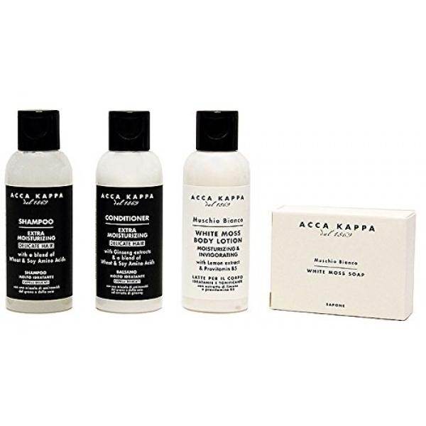 acca kappa white moss body lotion, shampoo, conditioner & soap