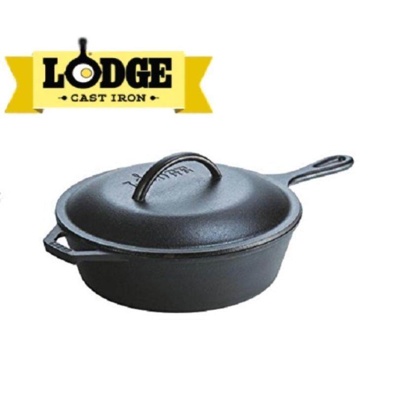 Lodge L8CF3 Cast Iron Covered Chicken Fryer, Pre-Seasoned, 3-Quart - from USA - intl Singapore