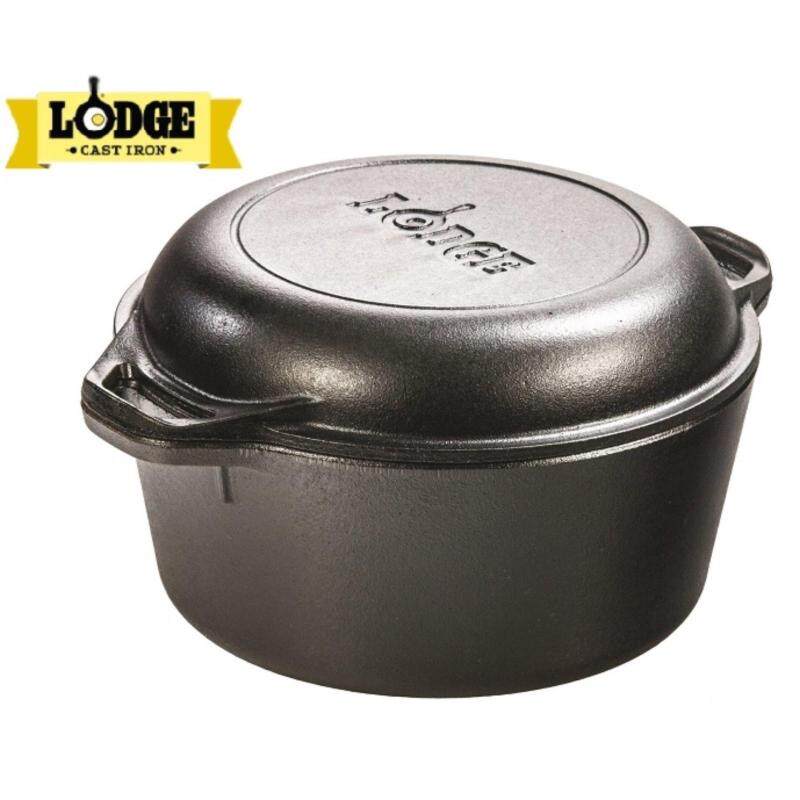 Lodge L8DD3 Cast Iron Double Dutch Oven, 5-Quart - from USA - intl Singapore