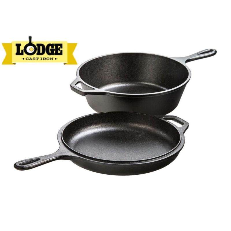 Lodge LCC3 Cast Iron Combo Cooker, Pre-Seasoned, 3.2-Quart - from USA - intl Singapore