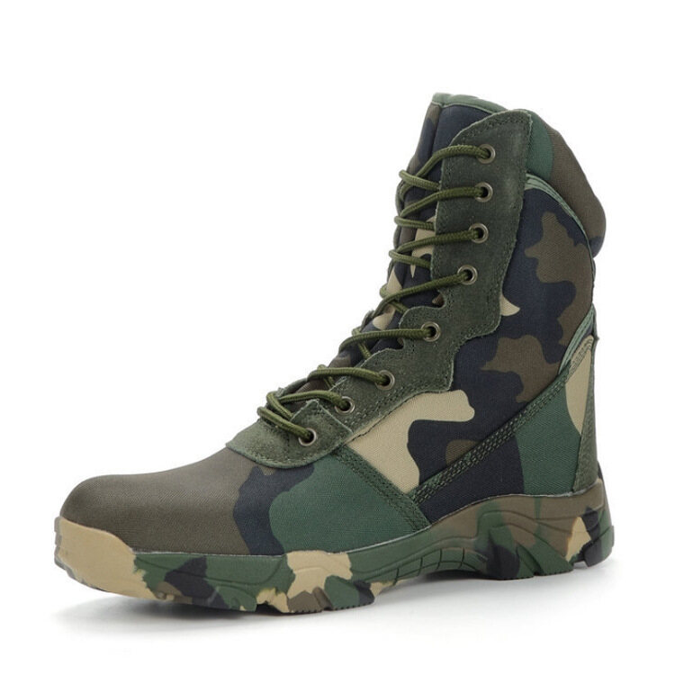 Anti Slip Combat Boots Soldiers' Desert Boots Wear-resistant Python Pattern Camouflage Boots Tactical Boots Men's High Top Hiking Boots