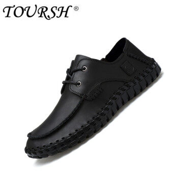 TOURSH Men's Casual Leather Shoes Fashion shoes black