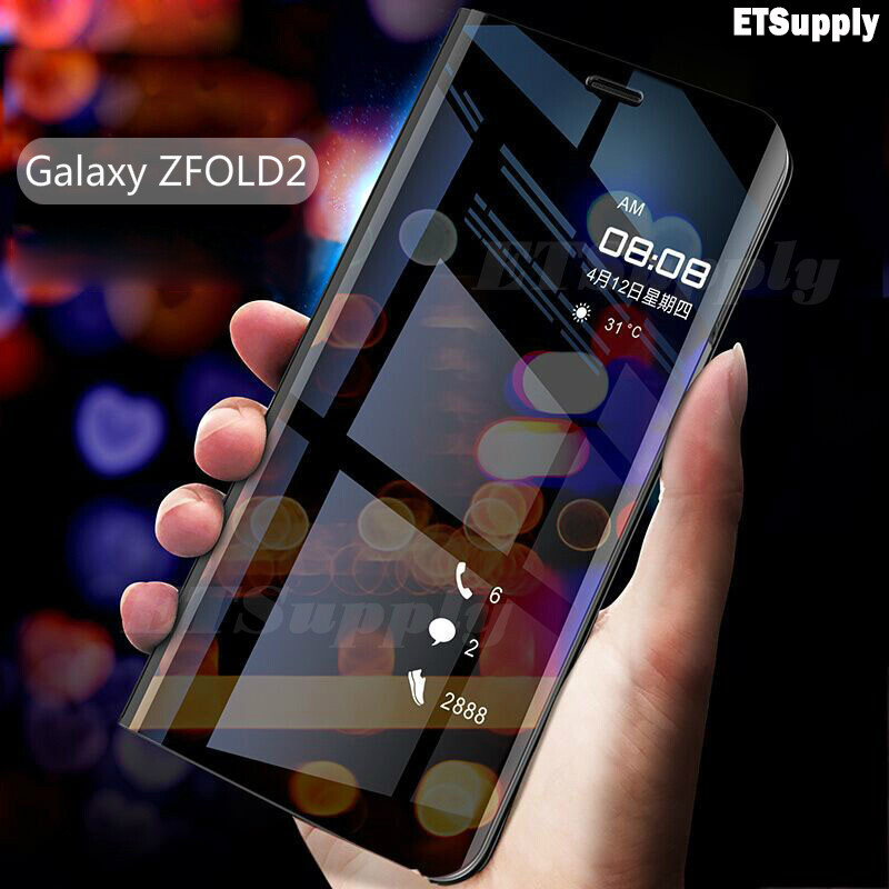 Cho Galaxy Z fold 2 Bìa Thông Minh Mỹ Phẩm Gương Lật Trường Hợp Đối Với Samsung Galaxy Zfold2 Chống Sốc Trường Hợp Rõ Ràng Xem Đứng nhà Ở