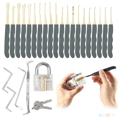 26pcs Practice Lock Pick Tool Kit Padlock Locksmith Lockpick Unlocking Set New