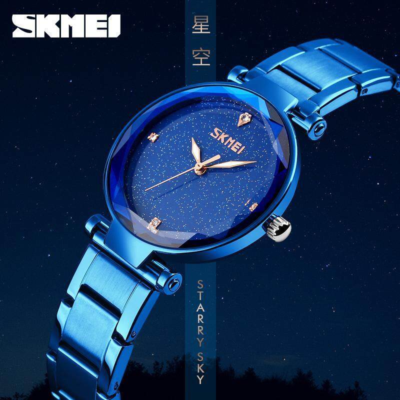 SKMEI New Women Fashion Watch Quartz Simple Watches Stereo Starry Sky Stainless Steel Waterproof Wristwatches 9180