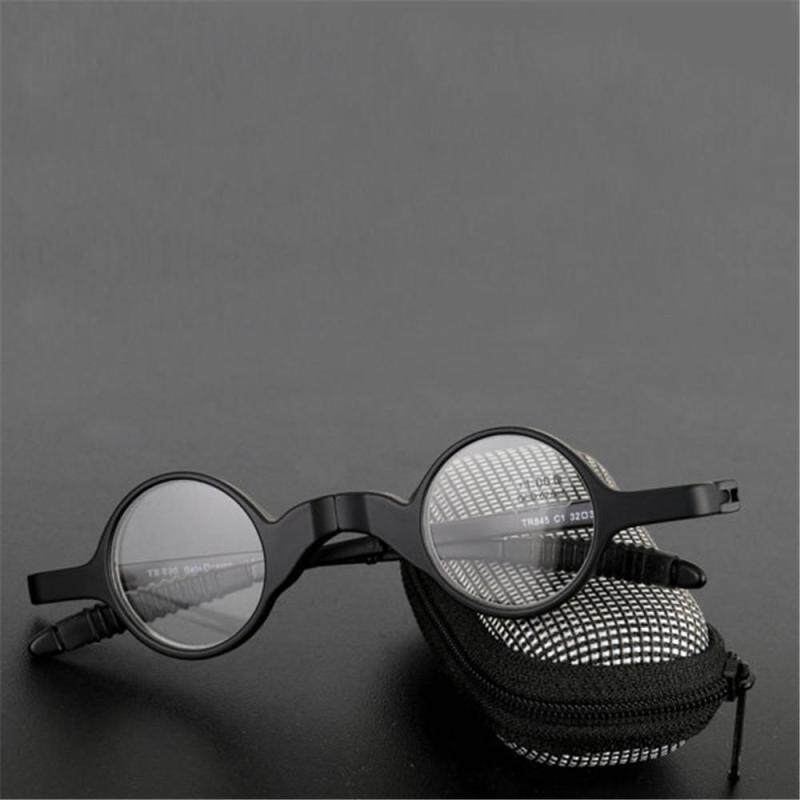 Giá bán 200 Degree Women Men Folding Presbyopic Glasses Black Metal Frame Sunglasses Reading Glasses With Glasses Case