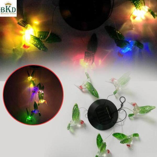 Solar Lamp Color Changing LED Hummingbird Wind Chimes Light Outdoor Home Decor