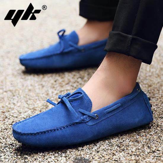 Yk trend men s fashion cow leather suede driving shoes casual slip - ảnh sản phẩm 5