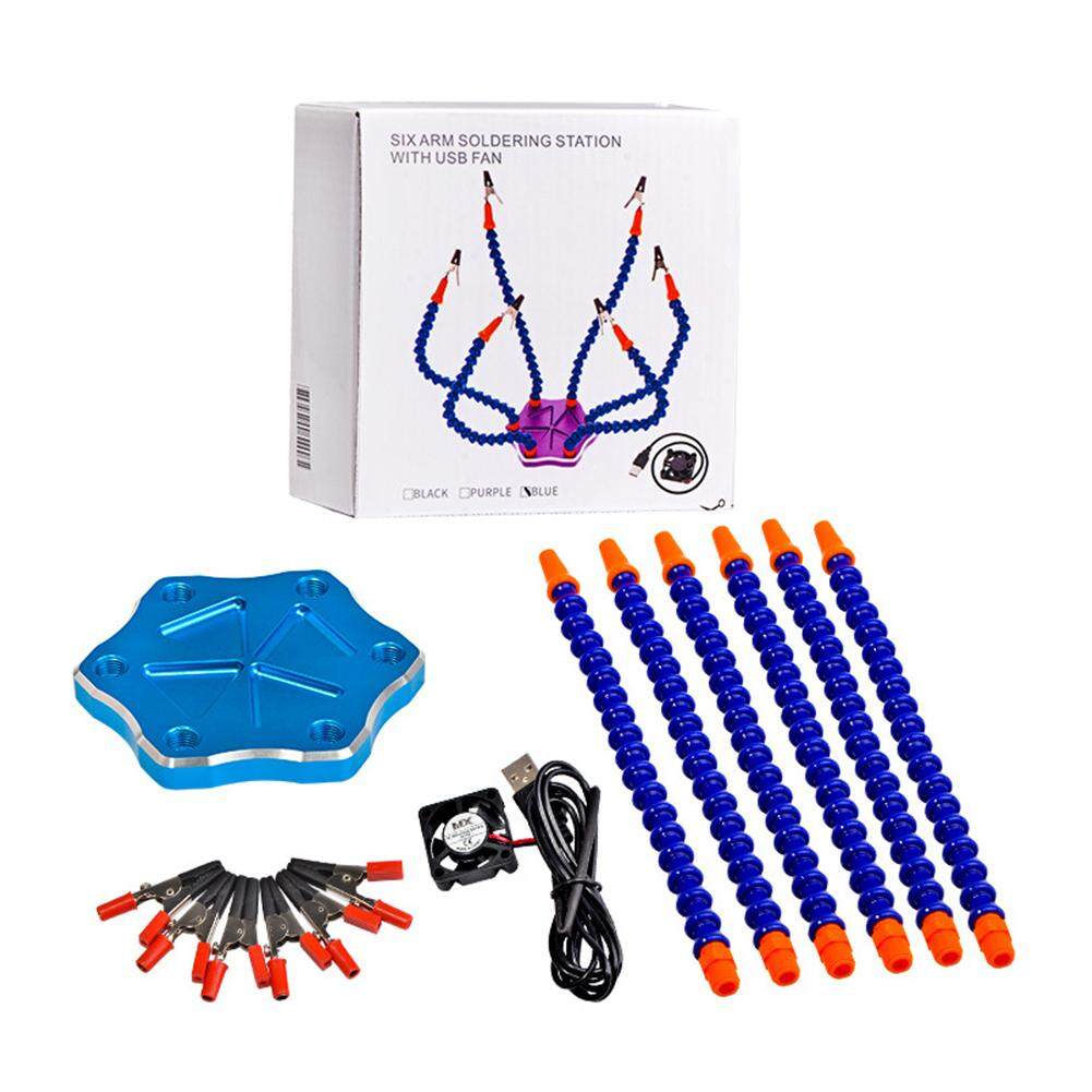 Veecome Tangan Solder Alat 6 Lampu Penjepit Fleksibel Enam Lengan Meja Solder dengan Berputar Buaya untuk Drone RC untuk Anak-anak Veecome Tangan Solder Alat 6 Lampu Penjepit Fleksibel Enam Lengan Meja Solder dengan Berputar Buaya untuk Drone RC untuk Anak-anak