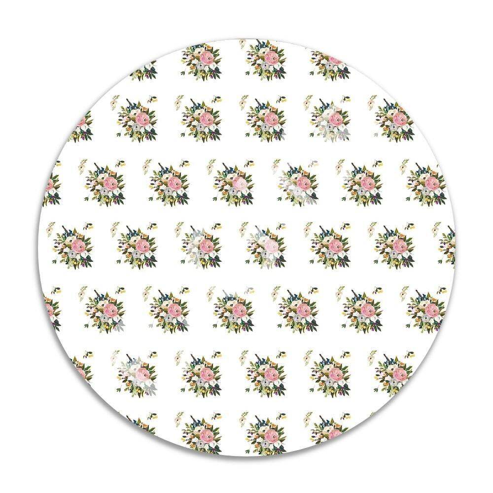 Mouse Gaming Pad 7 Inches Bulat Alami Dasar Karet dan Tidak Mouse Selip Mat Agustus Bunga 1J689-Intl