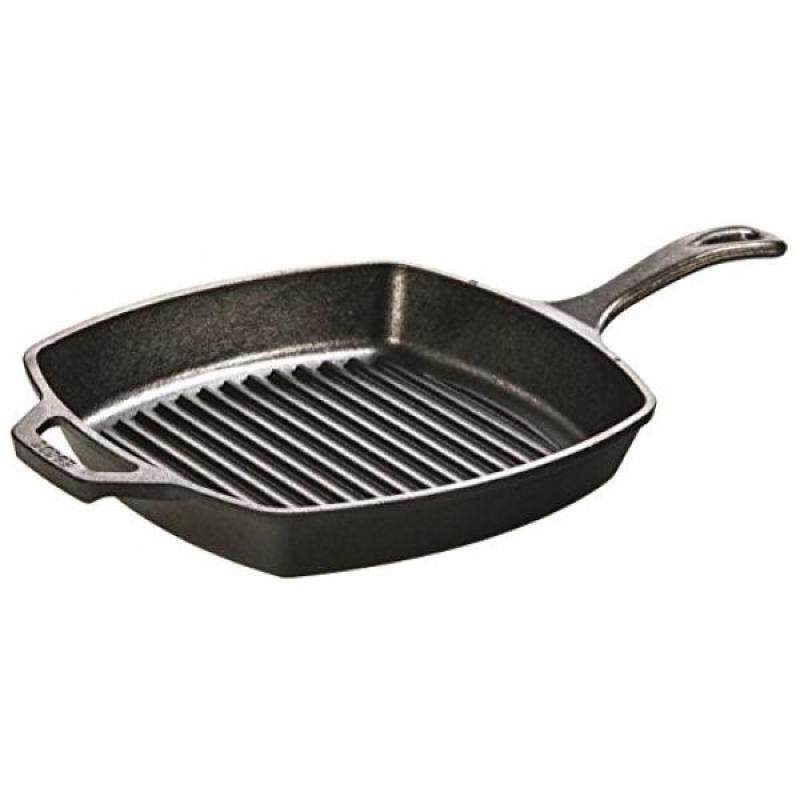 Lodge 10.5 Inch Square Cast Iron Grill Pan. Pre-seasoned Grill Pan with Easy Grease Draining for Grilling Bacon, Steak, and Meats. Singapore