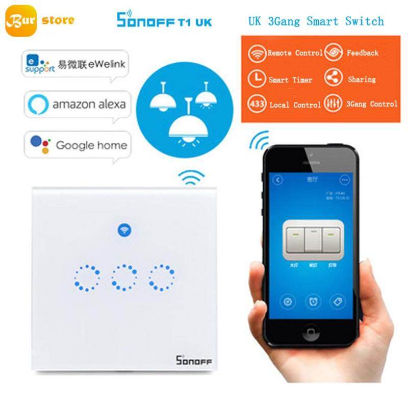 Sonoff T1 UK 3Gang WiFi/App/RF 86 Type remote control Touch Wall Light Switch with LED indicator