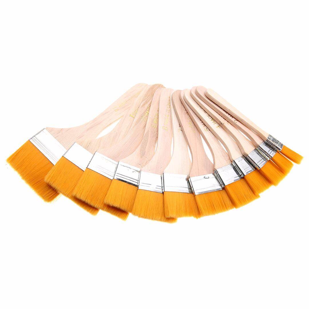 12 Cái Mới Bàn Chải Sơn Dầu Bằng Gỗ Đặt Nghệ Sĩ Công Cụ Sơn Màu Nước Acrylic