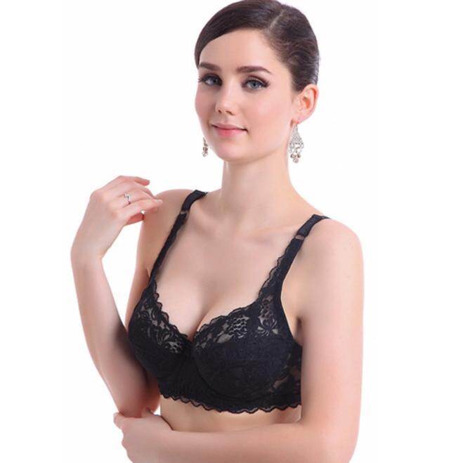 Opentenes ผู้หญิงดันทรงเซ็กซี่ Deep V Ultrathin underwire padded Lace brassiere Bra