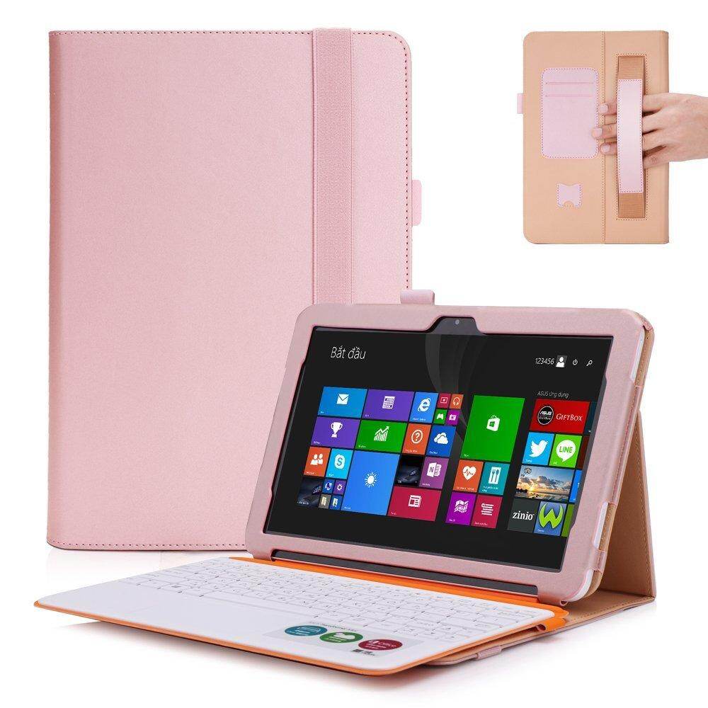 Premium PU dengan Tali Tangan, Slot Kartu, magnetis Ultra Tipis Smart Cover PENUTUP UNTUK ASUS 10.1 