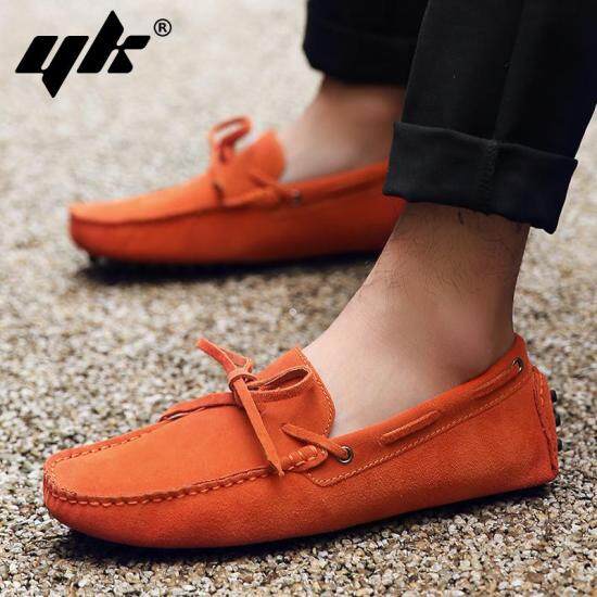 Yk trend men s fashion cow leather suede driving shoes casual slip - ảnh sản phẩm 3