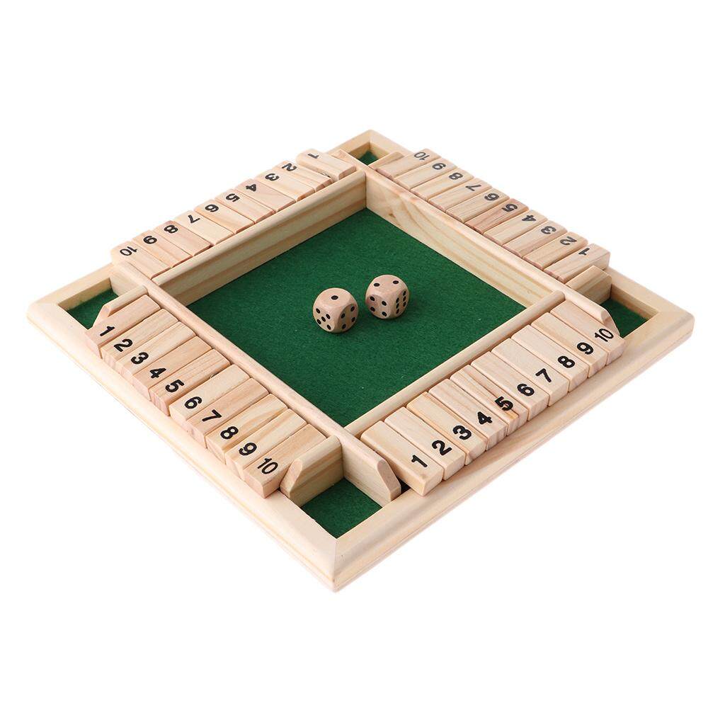 BolehDeals Wood Deluxe 4 Sided 10 Number Shut the Box Dice Board Game for Kids Adults