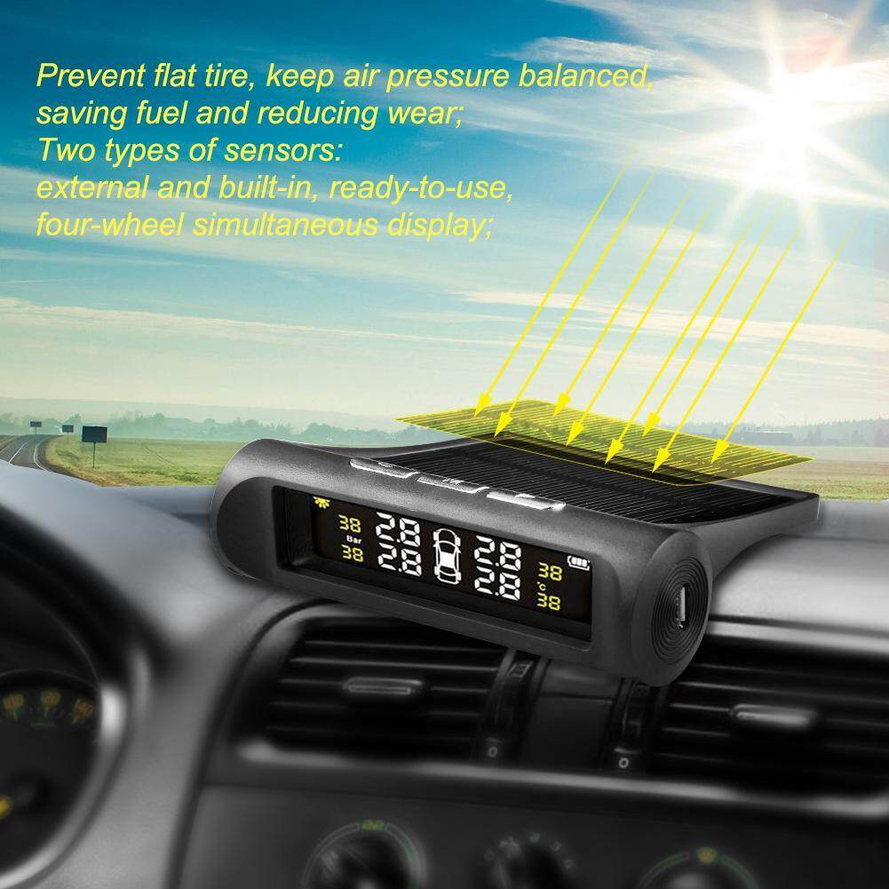 Solar Powered Wireless LCD TPMS Tire Pressure Monitor System with 4 Sensors(Black)-01 - intl