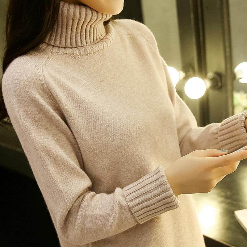 Kerah tinggi sweater perempuan musim gugur musim dingin model baru 2018 Gaya Korea longgar hoodie murid Tank Top Yang Bisa Dipadukan rajutan Baju Dalaman Lebih tebal netral