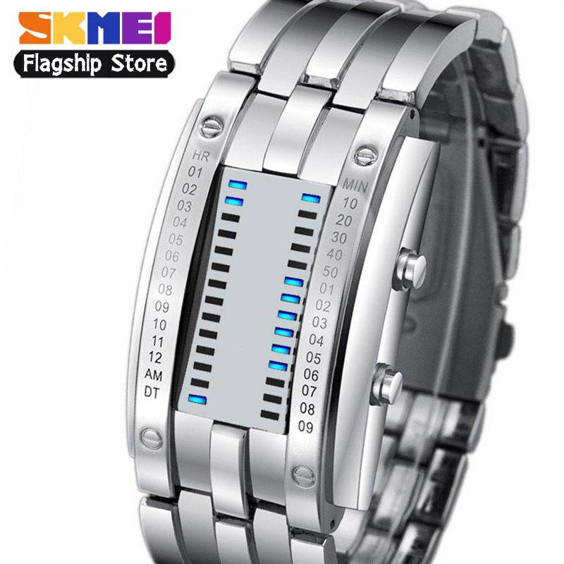 SKMEI ĐỒNG HỒ Nam Thời Trang Dây ĐÈN LED Sáng Tạo Đồng Hồ Đèn Nền Dạ Quang Hợp Kim Chống Nước Kỹ Thuật Số Đồng Hồ Nữ Mứt Tangan Pria 0926