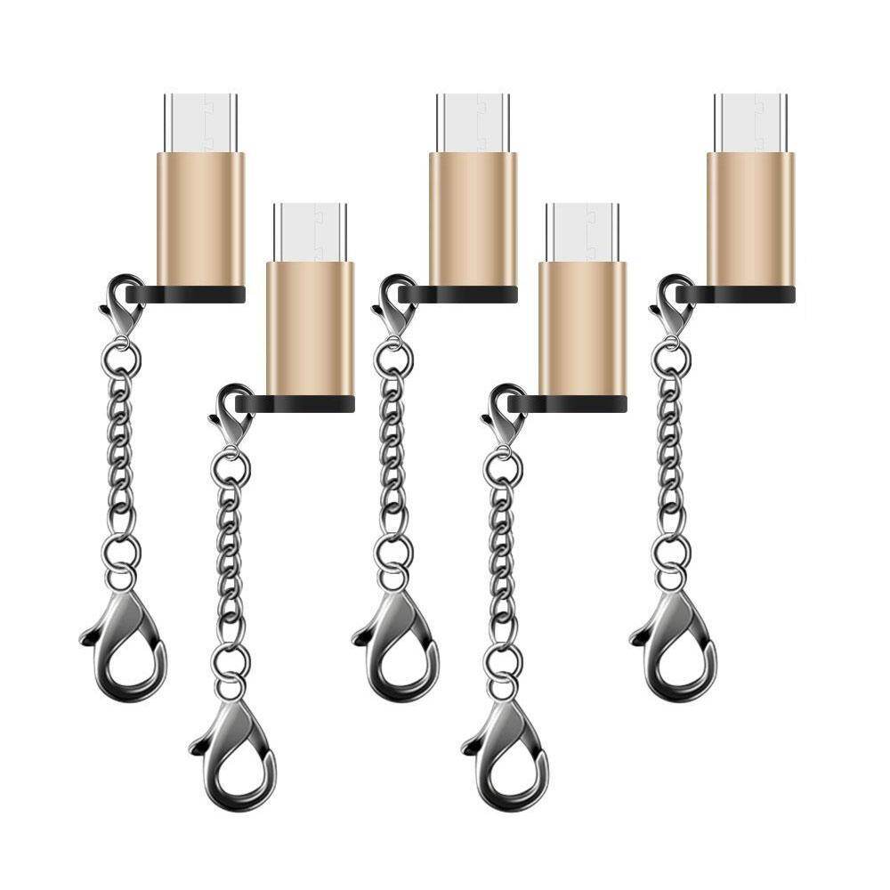 niceEshop 5 Pcs USB Type C Adapter, USB C to Micro USB Convert Connector Fast Charger with Keychai