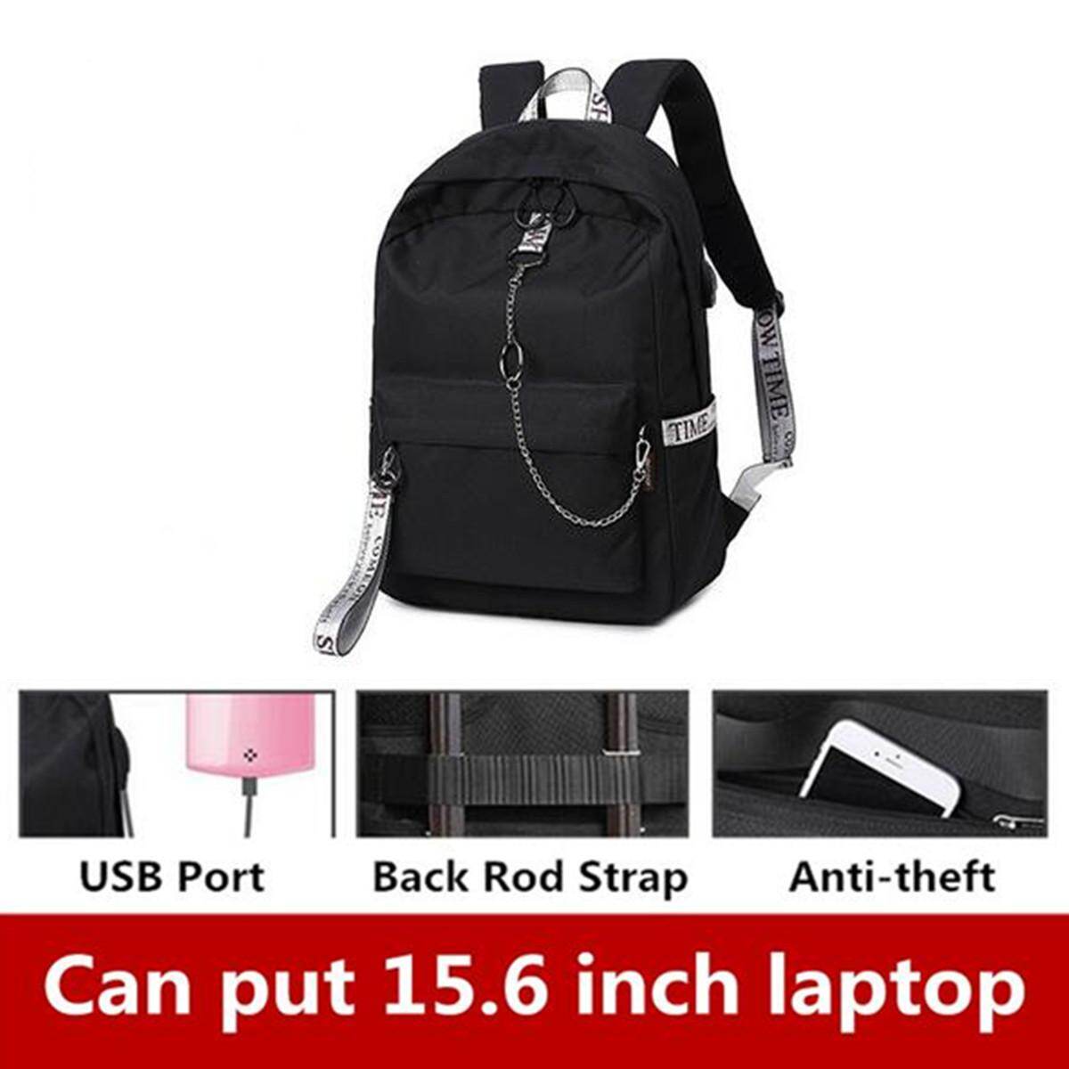 Pria Wanita USB Pengisian 15.6 ''Laptop Ransel Casing Perjalanan Sekolah Tas Pelajar
