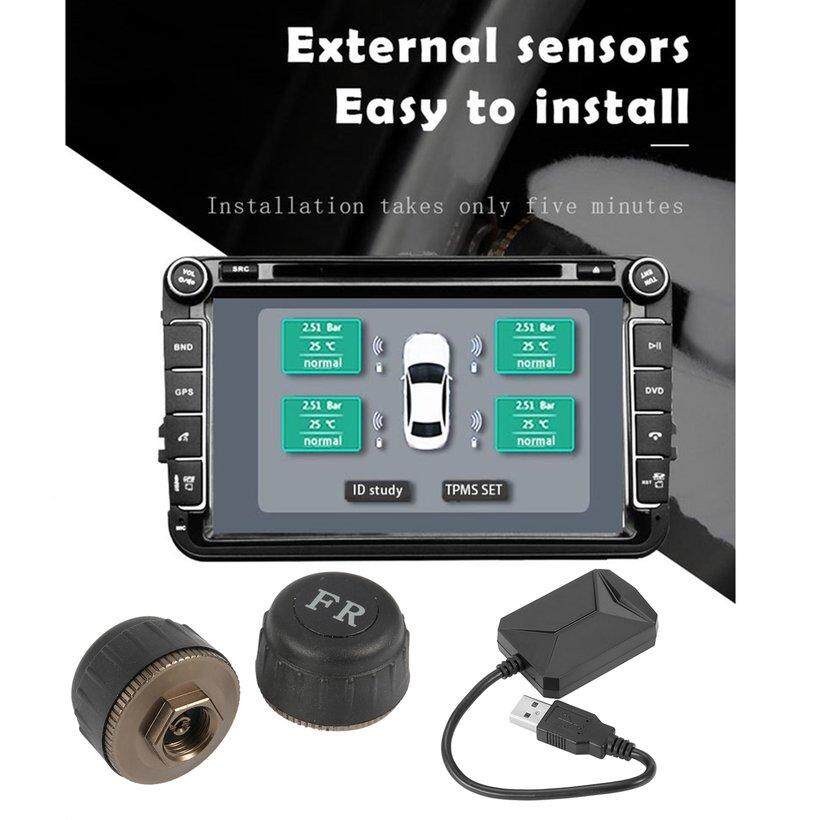 WOND USB Car TPMS Android Tire Pressure Monitoring System with 4 External Sensors black WOND USB Car TPMS Android Tire Pressure Monitoring System with 4 External Sensors black