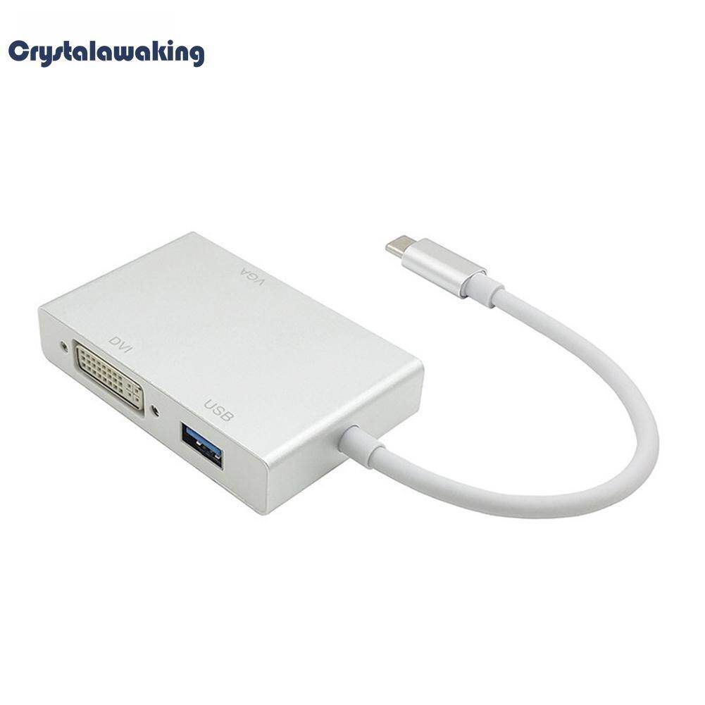 4-In-1 USB 3.1 USB-C Tipe-C Ke HDMI VGA DVI USB 3.0 Adaptor Penghubung Kabel untuk Macbook Laptop