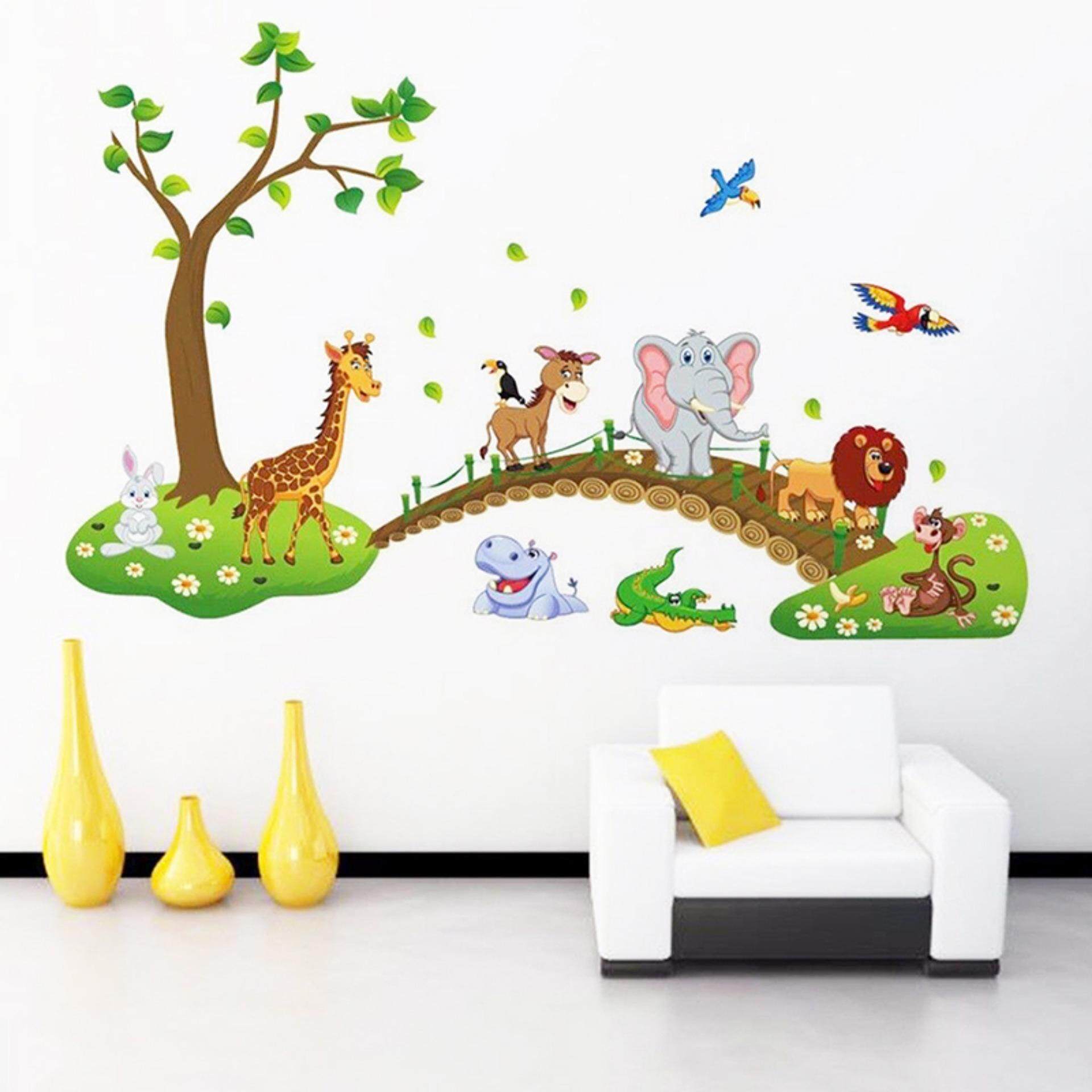 Binatang Kartun Lucu Yang Dapat Dilepas Dinding Stiker Tempel Anak Anak Bayi Nursery Room Dekorasi