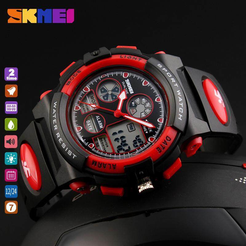 Giá bán SKMEI 1163 Kids Student  Sport Dual Display Watch Digital Quartz Double Time Wristwatch Alarm Stopwatch 50m Waterproof