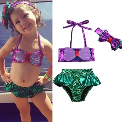 Kids Baby Girls Mermaid Swimsuit Swimwear Bathing Suit Tankini Bikini