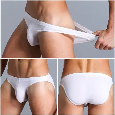Ice silk Underwear Men Thongs Y Pouch G-Strings Swimwear Triangle Briefs Low Waist Underpants Bikini Sexy Shorts Plain
