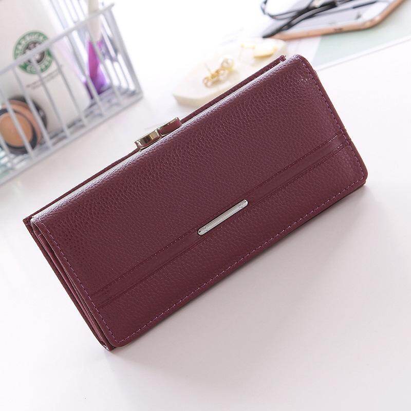 Tas Wanita Modis Baru Dompet Motif Kulit Imitasi Tiga Kali Lipat, (Ungu) Tas Wanita Modis Baru Dompet Motif Kulit Imitasi Tiga Kali Lipat, (Ungu)