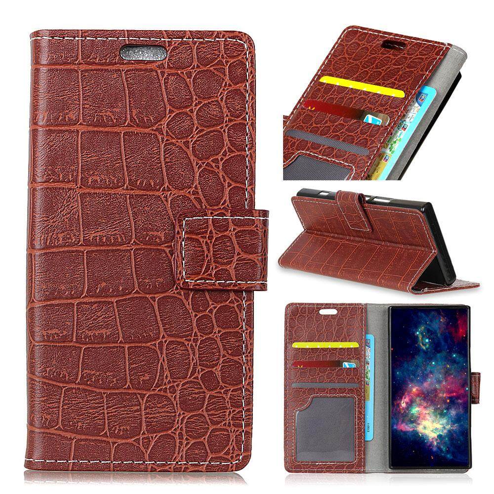 Case untuk Fujitsu Arrows M04 Buaya Pola PU Kulit Dompet Case Magnetik Lipat Penyangga Sarung dengan Slot Kartu Bingkai Foto -Internasional