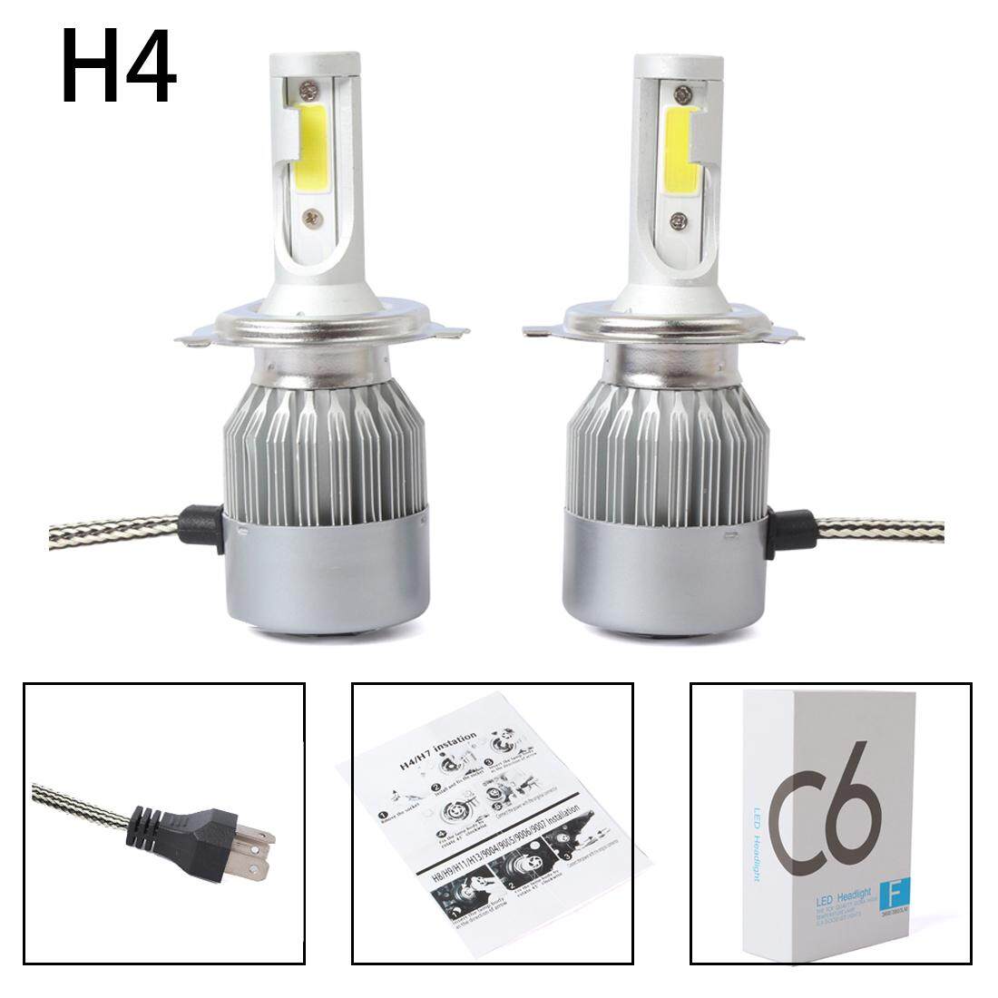 New 2pcs C6 LED Car Headlight Kit COB H4 36W 7600LM White Light Bulbs