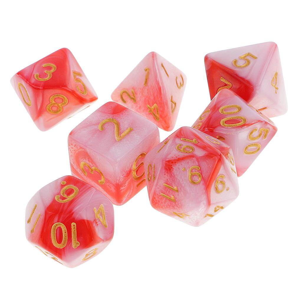Games MagiDeal 7PCS Polyhedral Dice Party Games Toy for Dungeons and Dragons Casino Supply 1.6cm Red Orange
