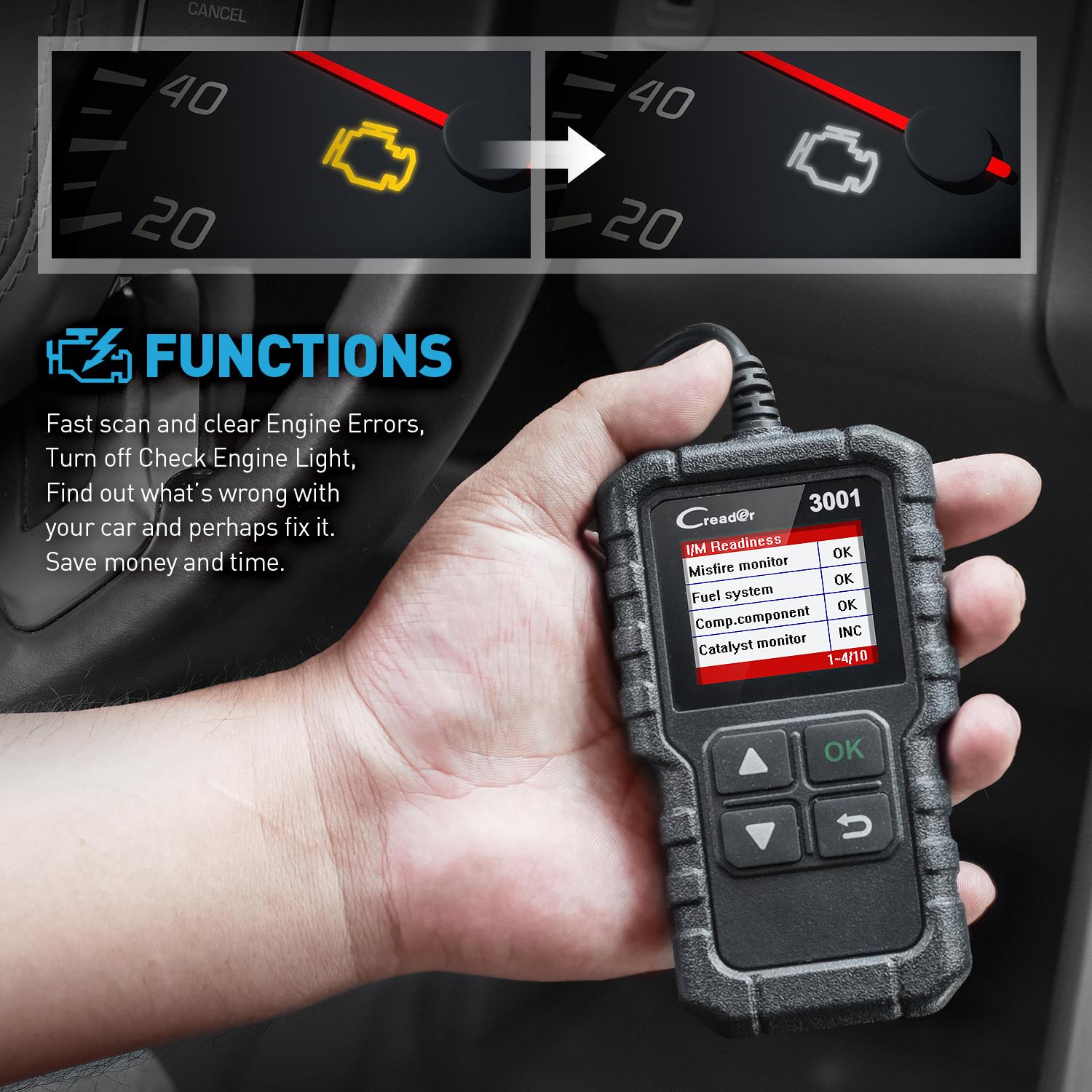 thumbnail image 2 of OBD2 Scanner Scan Tool At300 LED Display Engine Fault Enhanced Check Engine Lights OBD2 For Car Automotive Handheld OBD2 Scanner 2 of 12