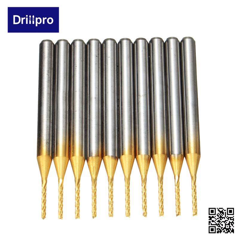 Drillpro 10 chiếc 1mm Carbide Cấp Cối Xay 1/8 Vít CNC Khắc HỢP Bit Phủ Titan