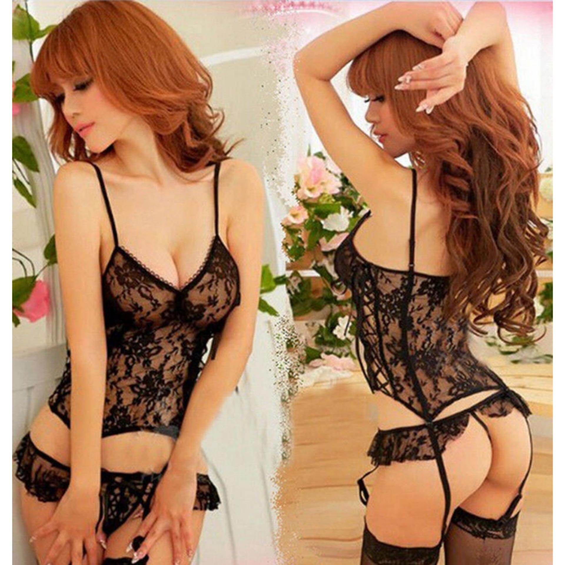 Sexy Women Black Lace Underwear Lingerie Dress Garter + G-String + Set 4 Color Sexy Women Black Lace Underwear Lingerie Dress Garter + G-String + Set 4 Color