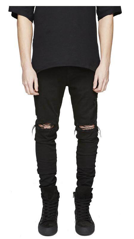 Hopeu Nam Rách Quần Jean Slim Hàn Quốc Skinny Nam Denim Quần Đen Quần Jeans Rách Pria Jumbo Bạn Trai Quần Jeans Rách Lớn kích Thước