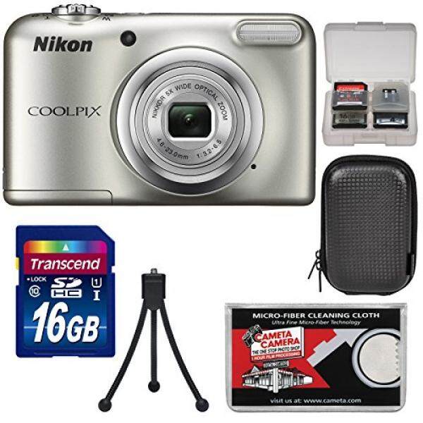 Nikon Coolpix A10 Digital Camera (Silver) with 16GB Card + Case + Tripod + Kit