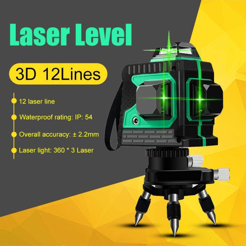 3D 12 Đường Laser Xanh Mức Tự Cân Bằng Độ Cao 360 Ngang Và Dọc Chéo Siêu Mạnh Tia Xanh Dòng