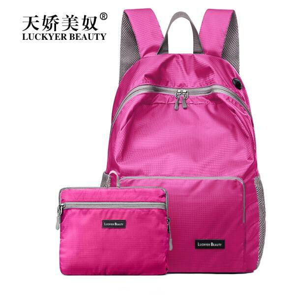 【Red 14 Inch Tahan Air Dilipat 0461】tian Jiao Mei Tahan Air Lipat Pria dan Wanita Tas Bahu Kapasitas Besar Sekolahnya Tas Laptop Portabel Tas Punggung Ringan- internasional