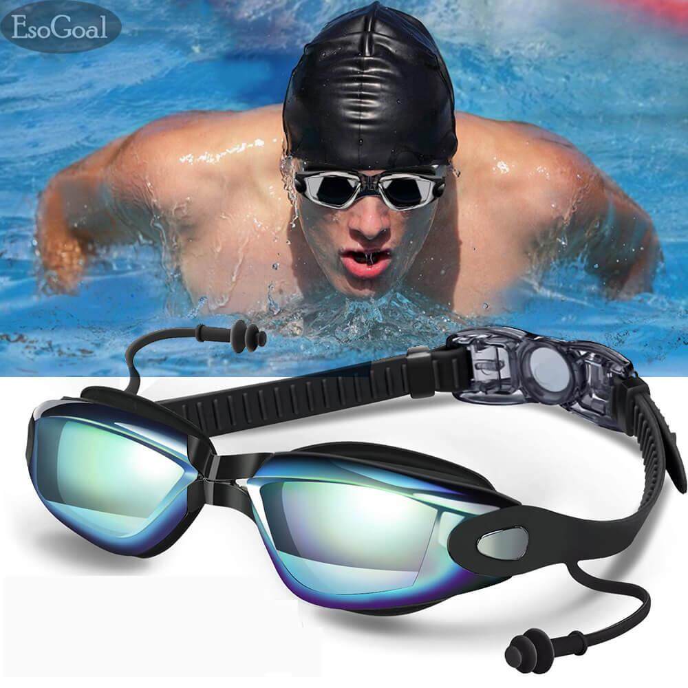 EsoGoal Kính Bơi Nam Nữ,Kính bơi chống UV tặng nhét tai kẹp mũi Kính bơi