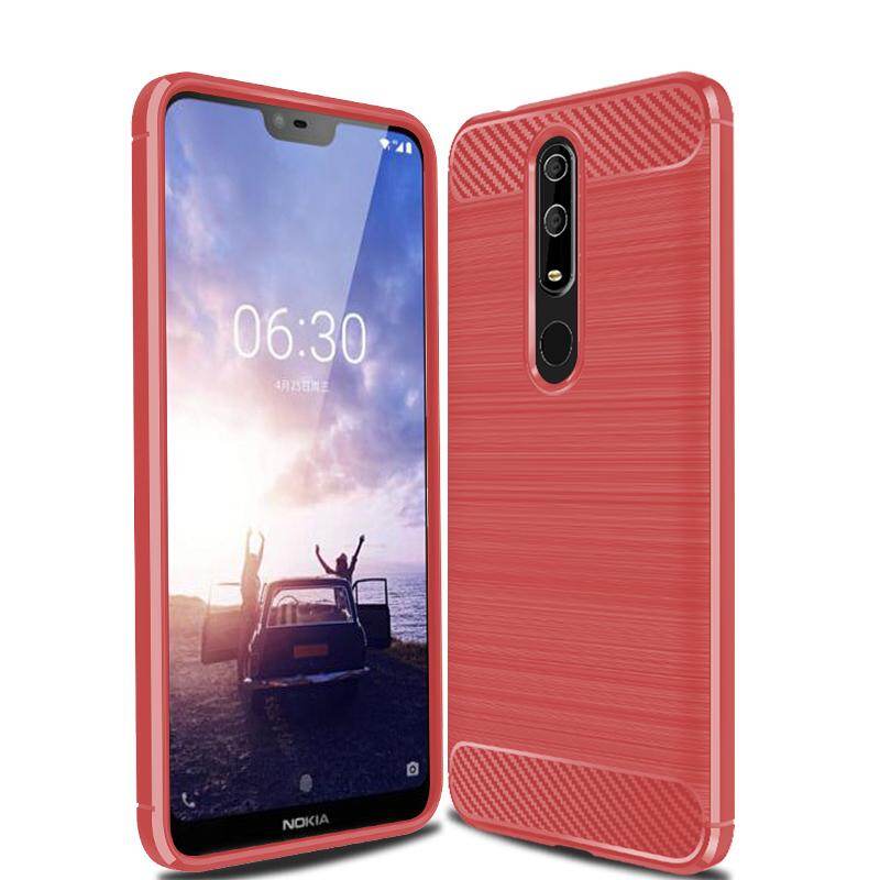 Ốp Lưng Giáp Gồ Ghề Dành Cho Nokia X6 / Nokia 6.1 Plus 5.8 Inch Ốp Điện Thoại TPU Silicon Mềm Vỏ Điện Thoại Chải Sợi Cacbon