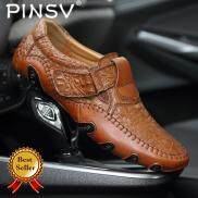 Giày mọi làm bằng da mềm thiết kế thoáng khí dành cho nam có cỡ lớn -PINSV