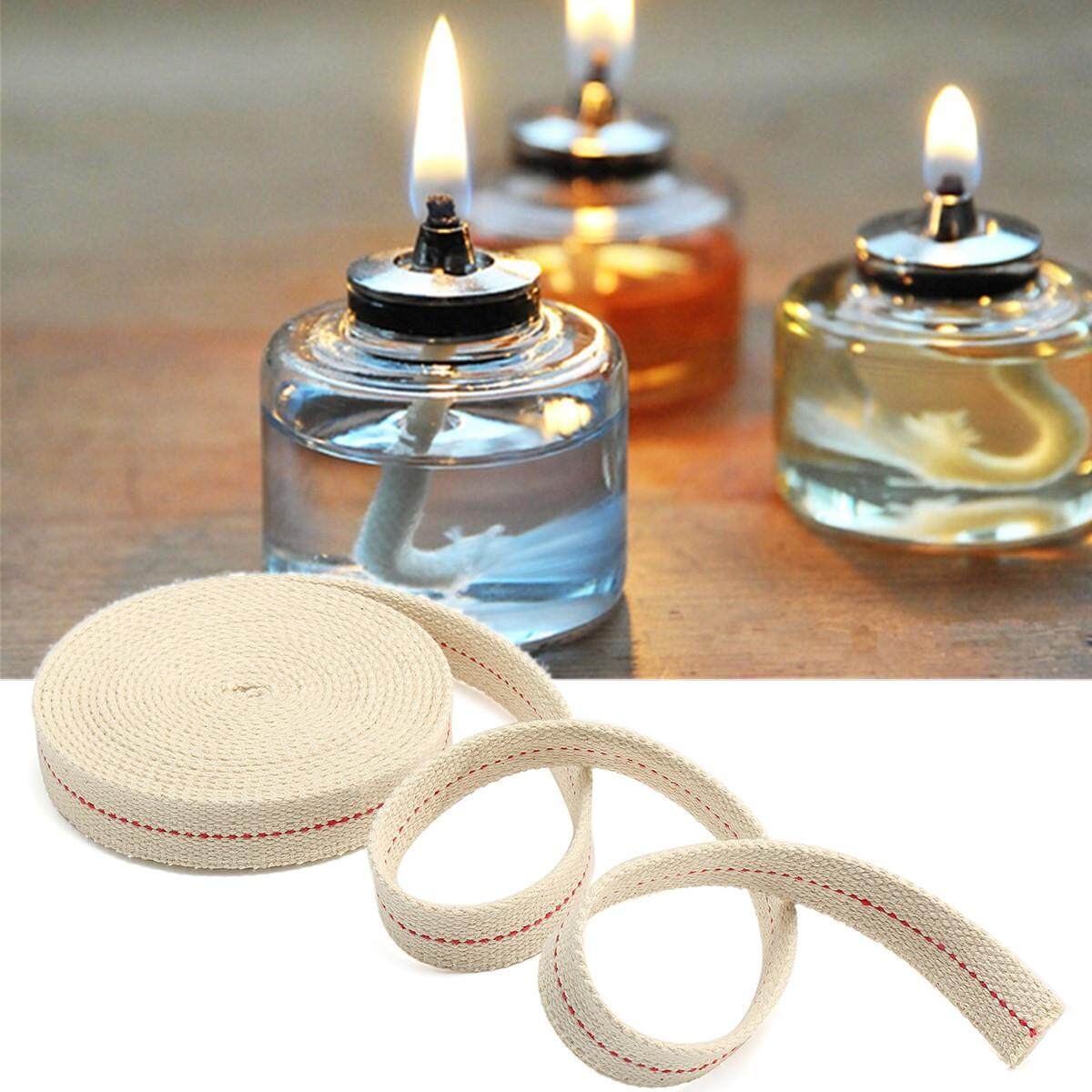 15 Roll 7/8 DIY Replacement White Flat Cotton Glass Oil Lamp Wick Holders