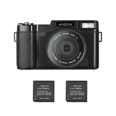 Andoer R1 1080P 15fps Full HD 24MP Digital Camera Cam Camcorder 3.0 Rotatable LCD Screen Anti-shake 4X Digital Zoom Retractable Flashlight w/ UV Filter