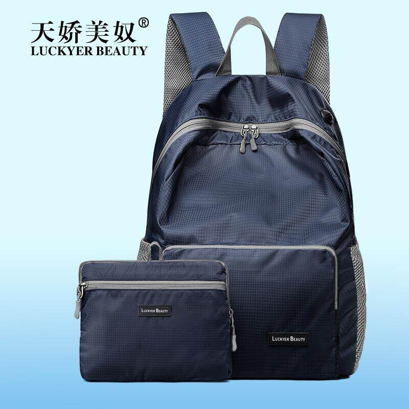 【Red 14 Inch Tahan Air Foldable 0462】tian Jiao Mei Tahan Air Lipat Pria dan Wanita Tas Bahu Kapasitas Besar Sekolahnya Tas Laptop Portabel Tas Punggung Ringan- internasional